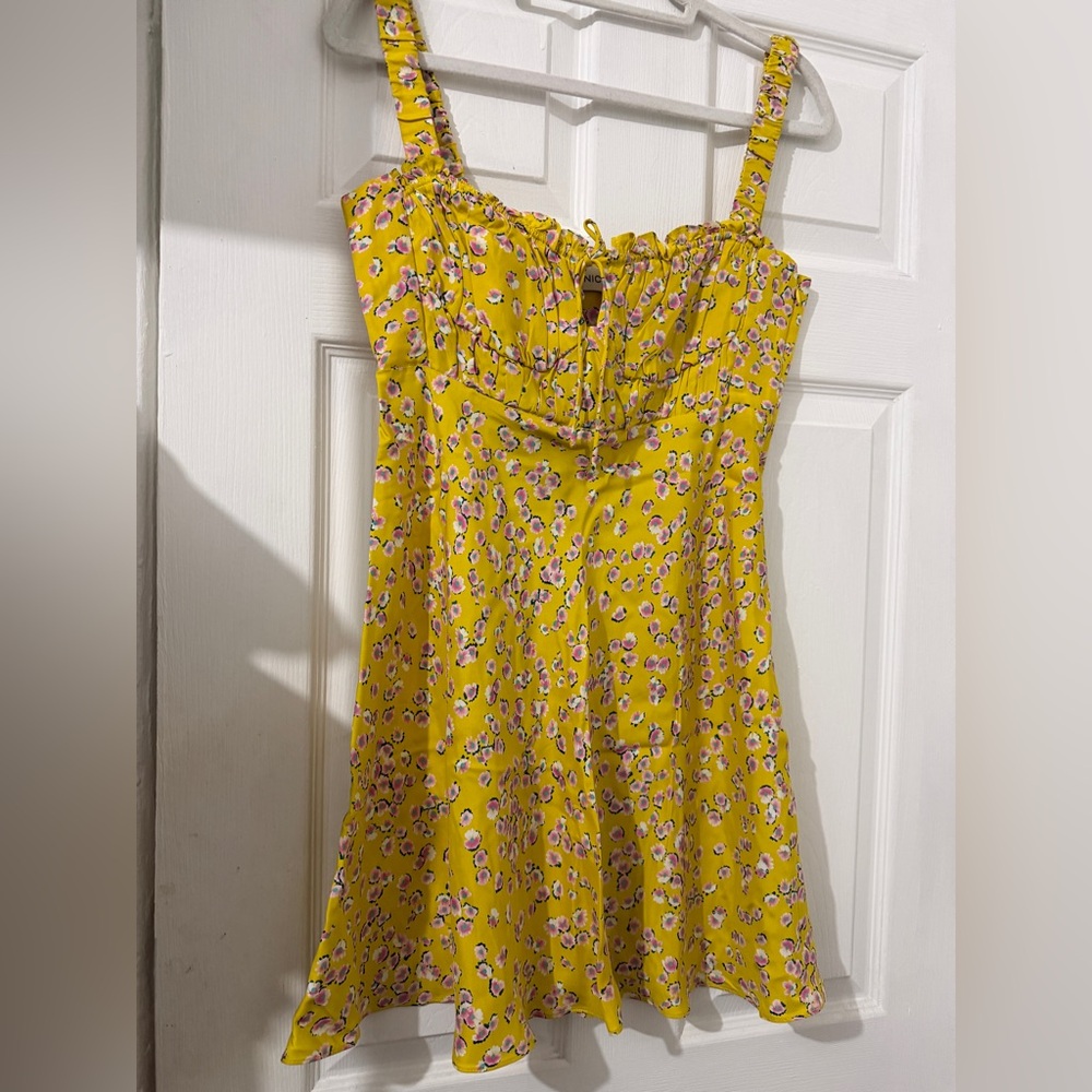 NICHOLAS Vibrant Yellow and Pink Floral Dress